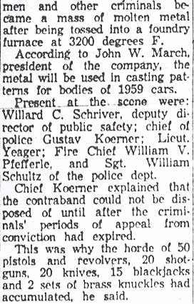 Camden Courier-Post, December 12, 1957 — Police 'Burn' Guns Seized In Arrests (continued)