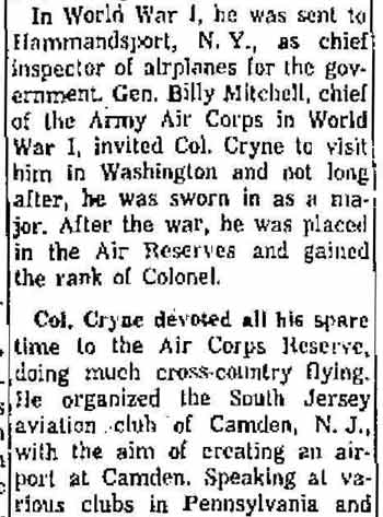 Earl A. Cryne obituary, Oxnard Press December 9, 1961, column 3
