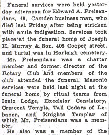 Funeral Services of E.A. Preizendanz