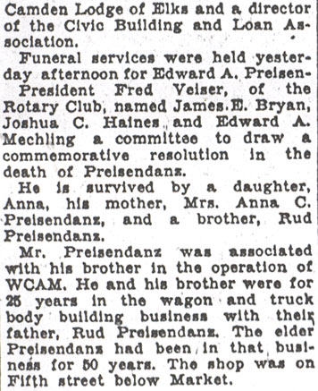 Funeral Services of E.A. Preizendanz