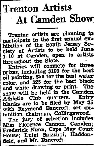 Trenton Artists at Camden Show — Trenton Times, May 11, 1936