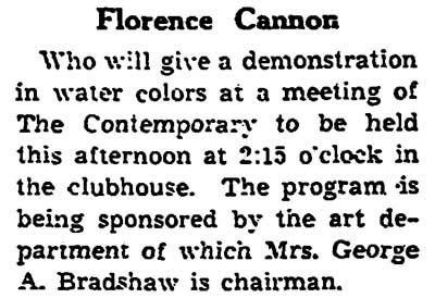 Florence Cannon article — Trenton Times, November 2, 1943