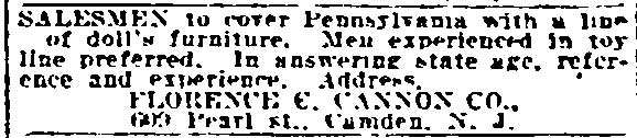 Florence C. Cannon Co. advertisement — Philadelphia Inquirer, September 17, 1921