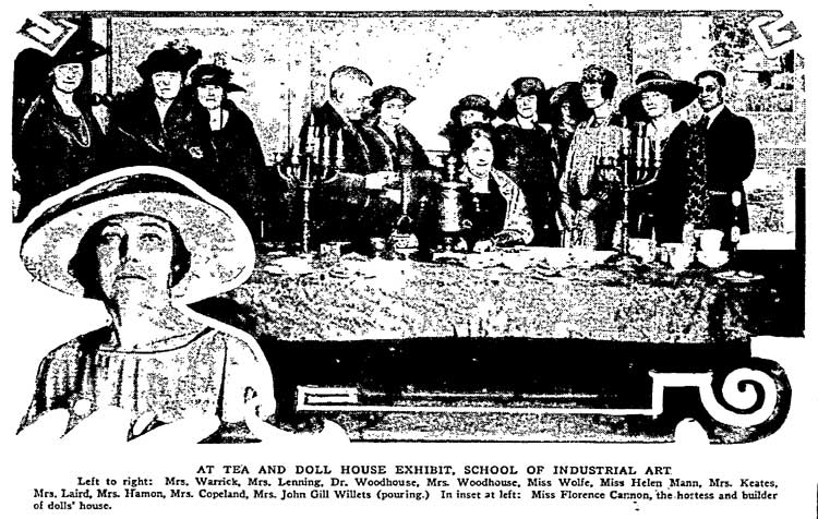 At Tea and Doll House Exhibit - Philadelphia Inquirer, December 11, 1922