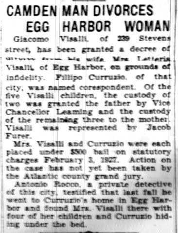 Camden Courier-Post, June 30, 1928 — Camden Man Divorces Egg Harbor Woman