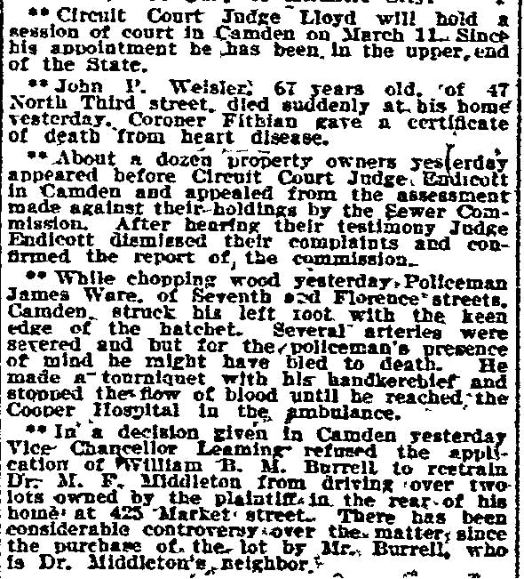 Philadelphia Inquirer, February 19, 1907