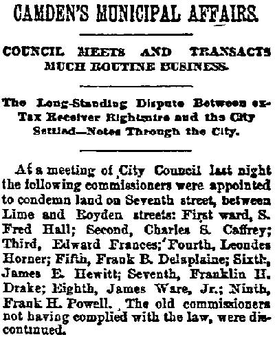 Camden's Municipal Affairs, Philadelphia Inquirer, July 11, 1890