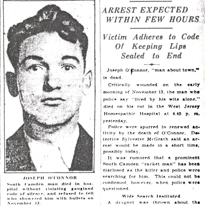 Camden Morning Post, November 26, 1930 — Arrest Expected Within Few Hours