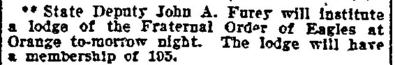 Philadelphia Inquirer February 12, 1905 — John Furey