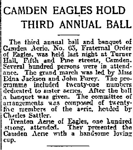 Philadelphia Inquirer February 17, 1903 — John Furey, Fraternal Order of Eagles