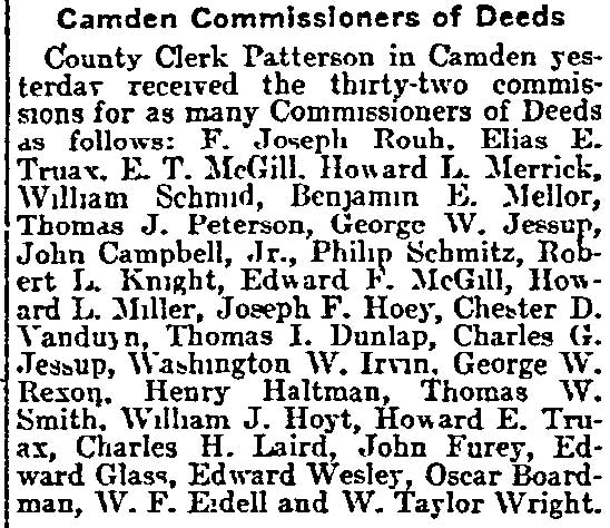 Camden Commissioners of Deeds, April 2, 1903