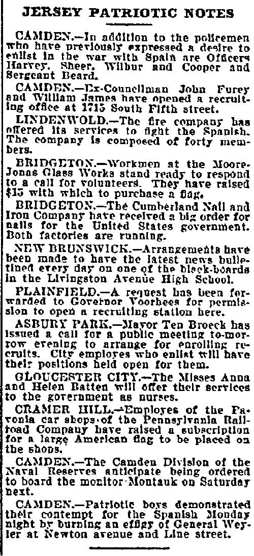 Philadelphia Inquirer April 27, 1898 — John Furey