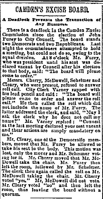 Philadelphia Inquirer May 7, 1891 — John Furey, John Cherry