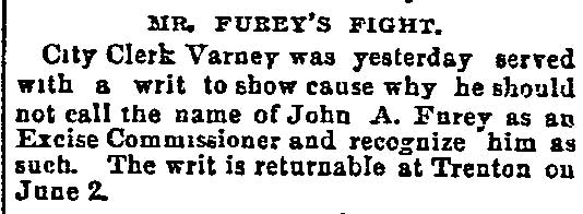 Philadelphia Inquirer May 21, 1891 — John Furey