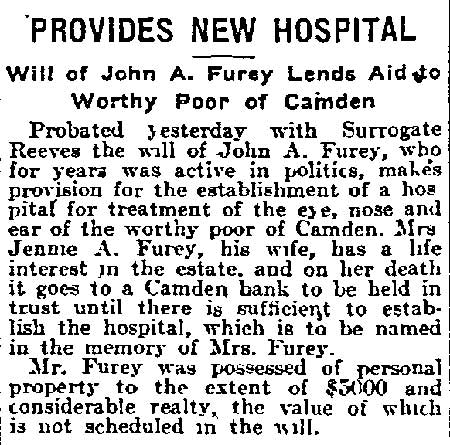 Philadelphia Inquirer June 16, 1917 — John Furey estate