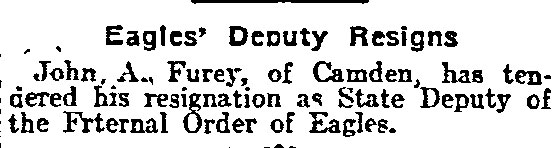 Philadelphia Inquirer December 16, 1905 — John Furey