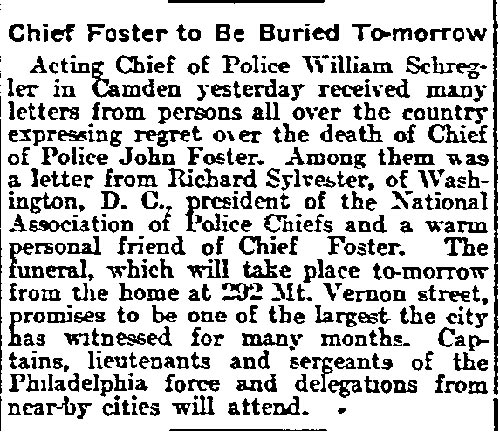 Chief Foster to Be Buried To-morrow, Philadelphia Inquirer, March 3, 1906