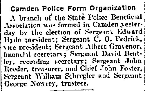 Camden Police Form Organization, Philadelphia Inquirer, October 25, 1904