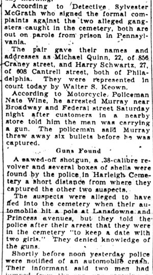 Two Alleged Gangsters Trapped by Cops in Harleigh Cemetery — continued