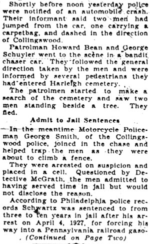 Two Alleged Gangsters Trapped by Cops in Harleigh Cemetery — continued