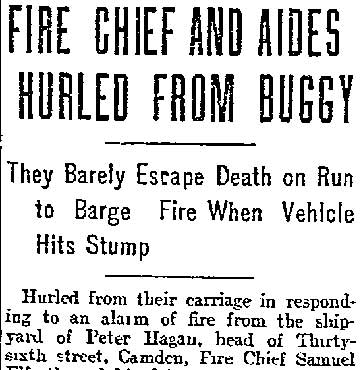 Fire Chief and Aides Hurled from Buggy — headline