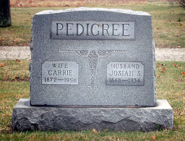 Josiah S. Pedigree gravestone at Bethel Cemetery, Pennsauken, New Jersey