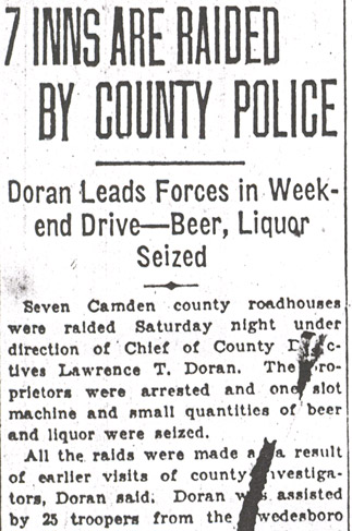Camden Courier-Post, December 1, 1930, 7 Inns Are Raided By County Police