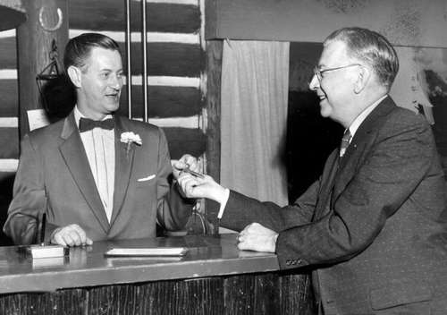 Leon Todd (right), Camden developer who built Medford Lakes in 1927