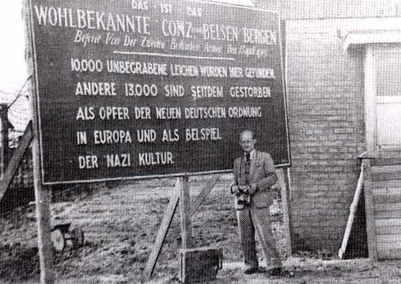 Sign at Bergen-Belsen Concentration Camp, April 1945, photographed by Louis Herman