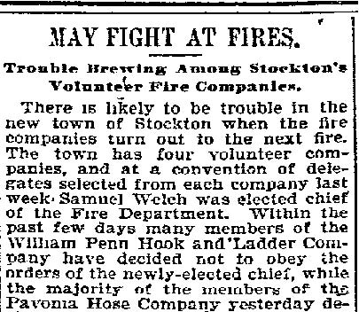 May Fight at Fires, Philadelphia Inquirer, May 31, 1895