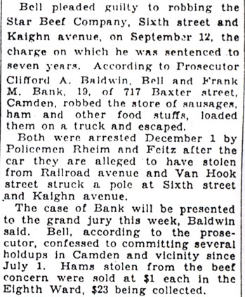 Newspaper clipping: Store Robber Given 10 Years in Prison, 1930, part 2