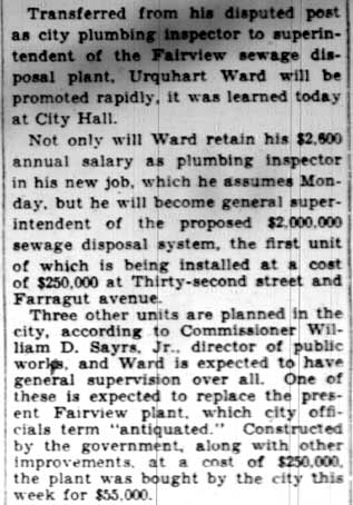 Ward to Supervise City Sewer System - Camden Courier-Post - June 30, 1928