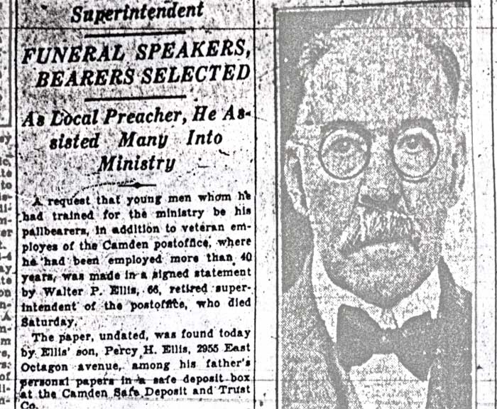 Funeral Speakers, Bearers Selected — with portrait of Walter P. Ellis