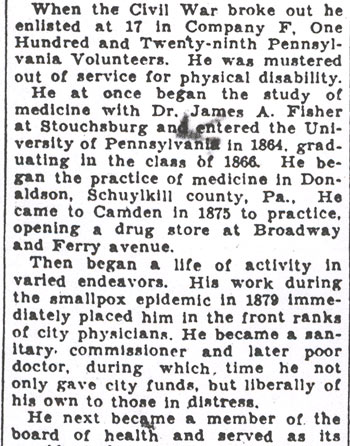 Camden Courier-Post, February 6, 1931, obituary continued