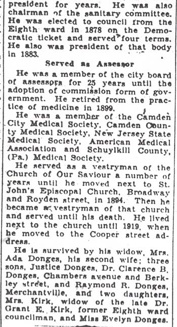 Camden Courier-Post, February 6, 1931, obituary continued