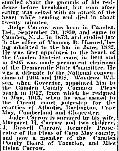 Philadelphia Inquirer April 17, 1922 — Howard Carrow obituary, page 2