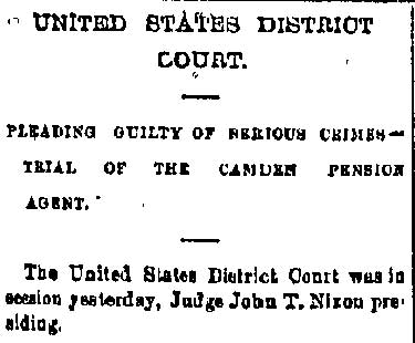 Trenton State Gazette, February 22, 1882 — United States District Court header