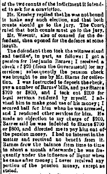 Trenton State Gazette, February 22, 1882 — defendant testifies