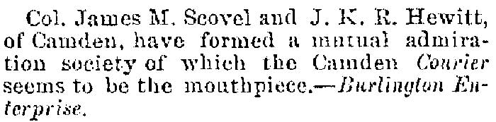 Trenton Evening Times, December 25, 1884 — James M. Scovel and J. K. R. Hewitt