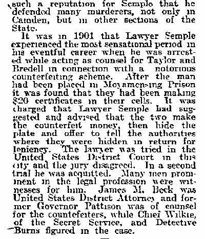 Philadelphia Inquirer, February 7, 1915 — John L. Semple Ends His Life with Gun (continued)