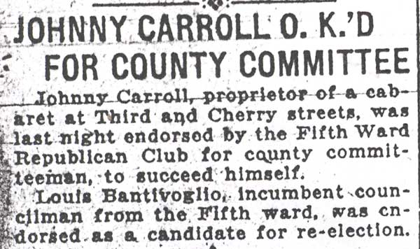 Camden Courier, May 16, 1922 — Johnny Carroll endorsed for county committee
