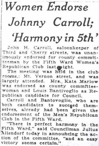 Camden Courier, May 24, 1922 — Women endorse Johnny Carroll