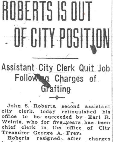 Camden Courier, May 24, 1922 — Roberts Is Out of City Position, page 1