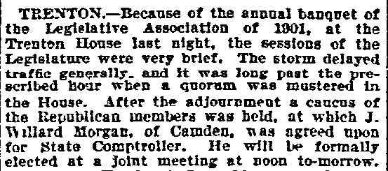 Morgan Named for State Comptroller - Philadelphia Inquirer, February 18, 1902