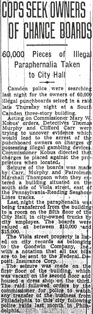 Cops seek owners of chance boards April 6 1940