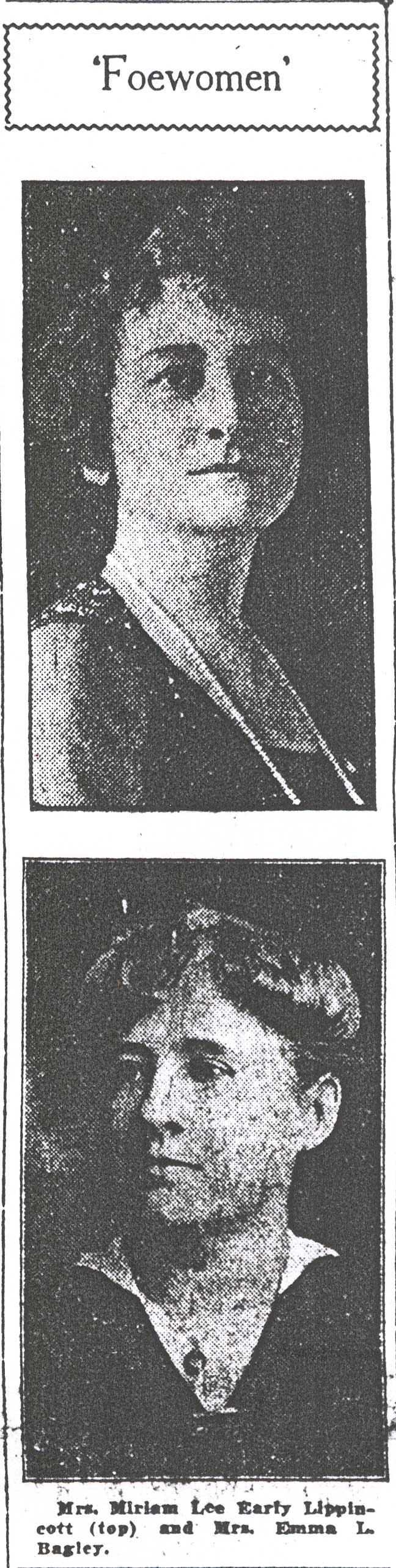 Camden Courier, May 22, 1925 — 'Foewomen' portrait of Mrs. Miriam Lee Early Lippincott and Mrs. Emma L. Bagley
