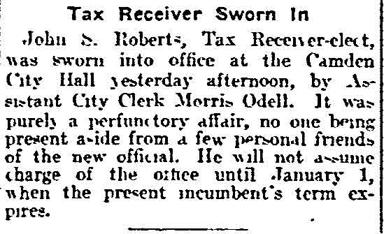 Philadelphia Inquirer, November 23, 1904 — Tax Receiver Sworn In