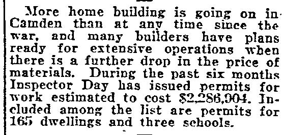 Philadelphia Inquirer clipping, July 11, 1922, mentioning William H. Day