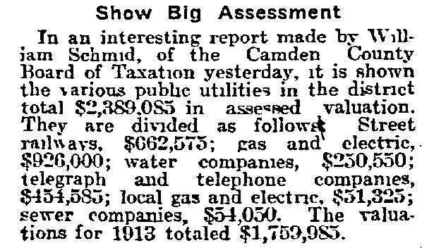 Philadelphia Inquirer, February 7, 1915 — Show Big Assessment
