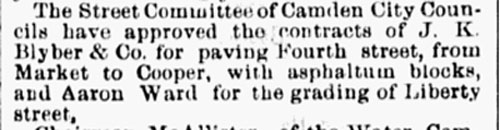 Newspaper clipping about Camden paving contracts